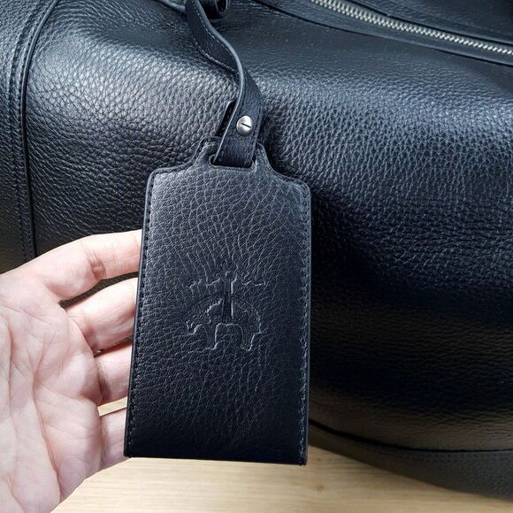 BROOKS BROTHERS Golden Fleece Black Pebbled Leather Weekender Travel Duffel Bag - Picture 9 of 13